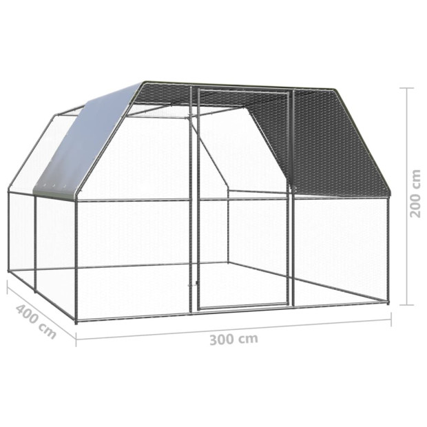 Outdoor Chicken Cage 3m x 2m x 2m Galvanised Steel Image 5