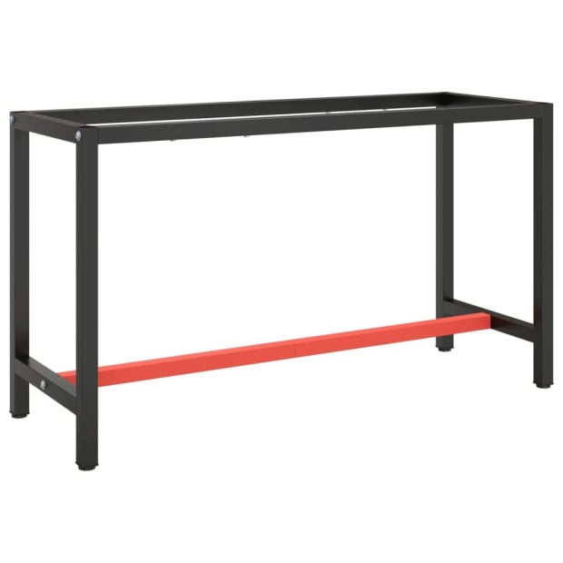 Work Bench Frame Matte Black And Matte Red 140x50x79cm Metal