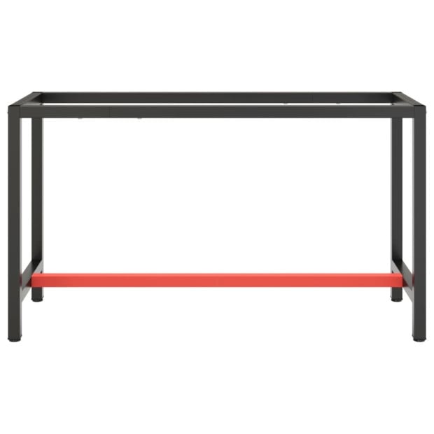 Work Bench Frame Matte Black And Matte Red 140x50x79cm Metal Image 3