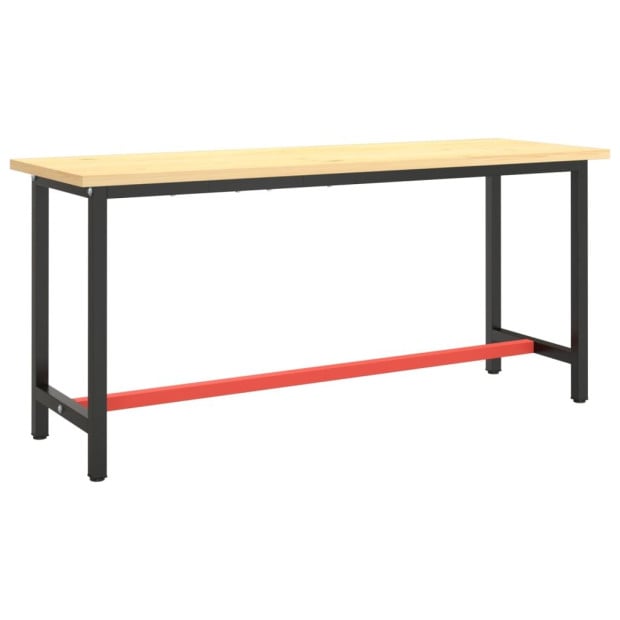 Work Bench Frame Matte Black And Matte Red 170x50x79cm Metal Image 2