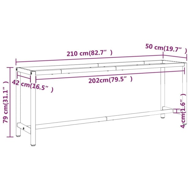 Work Bench Frame Matte Black And Matte Red 210x50x79cm Metal Image 8