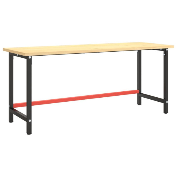 Work Bench Frame Matte Black And Matte Red 180x57x79cm Metal Image 2