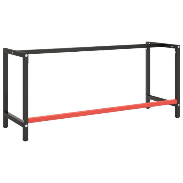 Work Bench Frame Matte Black And Matte Red 180x57x79cm Metal Image 3