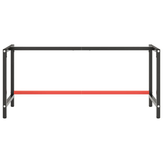 Work Bench Frame Matte Black And Matte Red 180x57x79cm Metal Image 4
