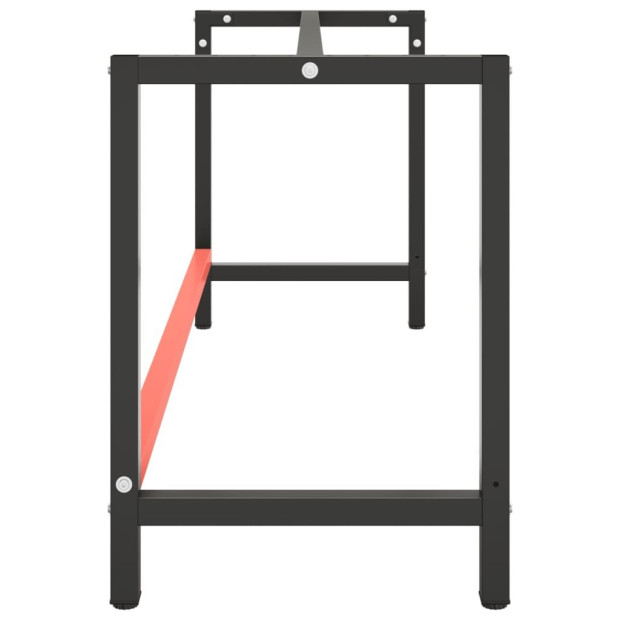 Work Bench Frame Matte Black And Matte Red 180x57x79cm Metal Image 5
