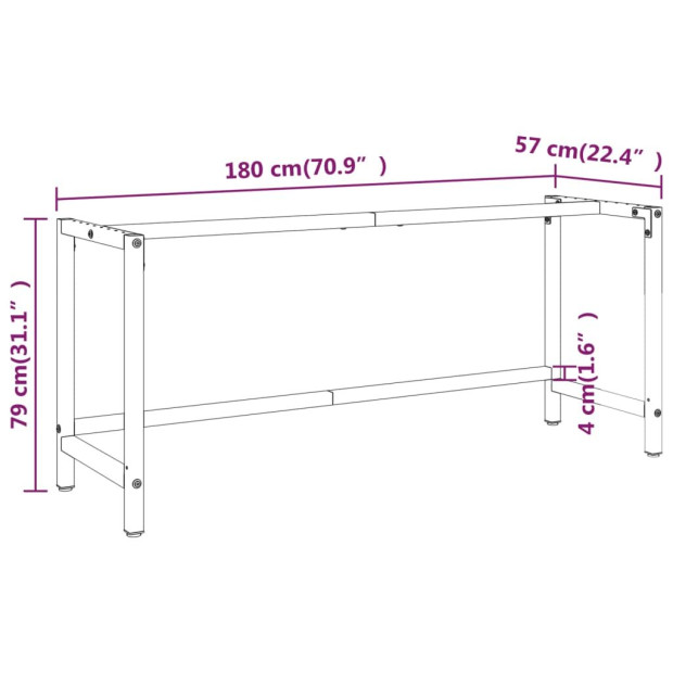 Work Bench Frame Matte Black And Matte Red 180x57x79cm Metal Image 9