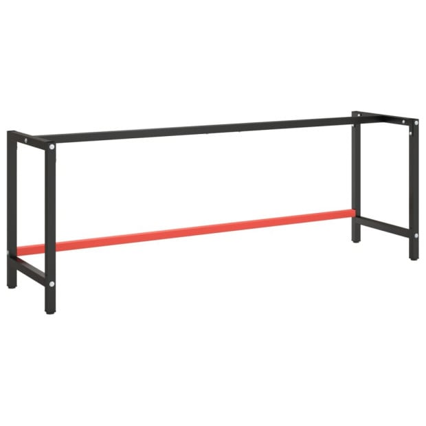 Work Bench Frame Matte Black And Matte Red 220x57x79cm Metal
