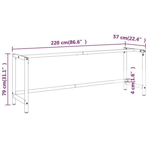Work Bench Frame Matte Black And Matte Red 220x57x79cm Metal Image 9
