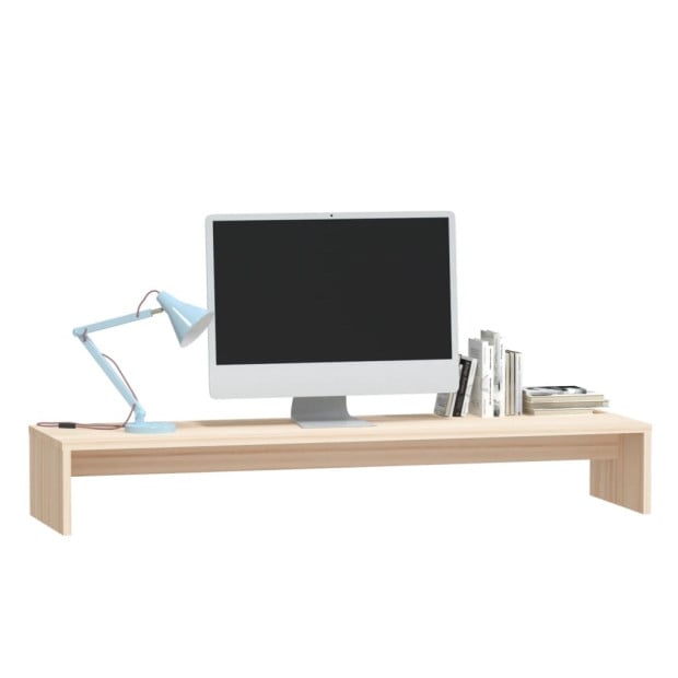 Monitor Stand 100x27x15 Cm Solid Wood Pine Image 4