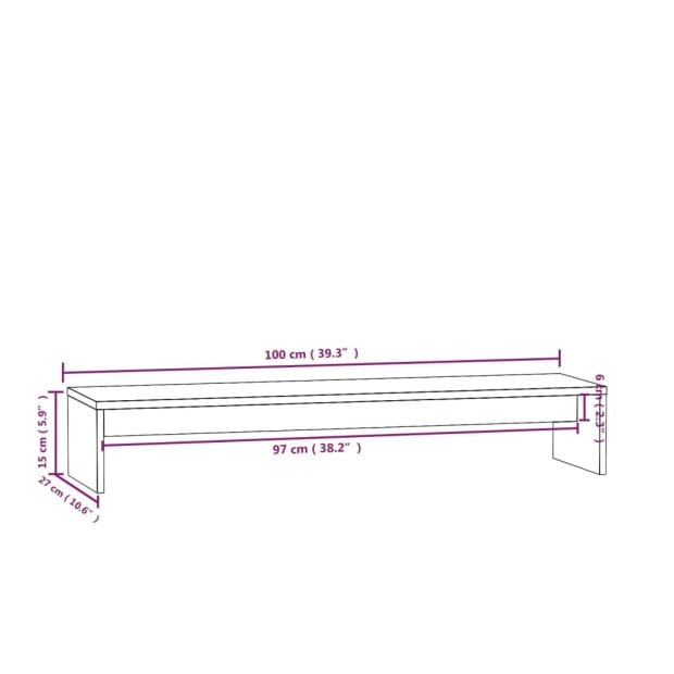 Monitor Stand 100x27x15 Cm Solid Wood Pine Image 8