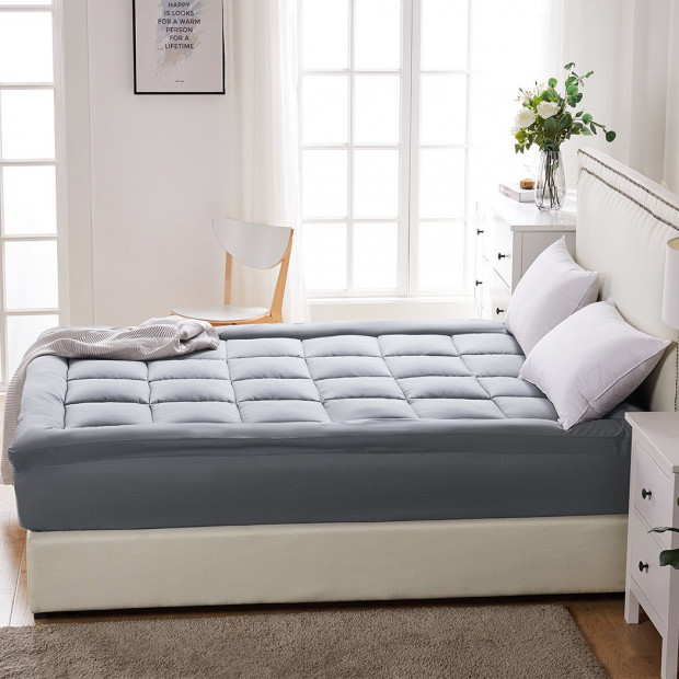 Dreamz Mattress Topper Bamboo Fibre Luxury Protector Cover King Single Image 8