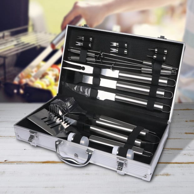 18Pcs Stainless Steel BBQ Tool Set Outdoor Barbecue Utensil Aluminium Image 8