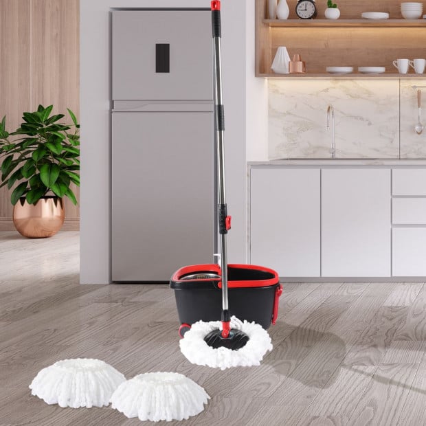 Spin Mop Bucket Set Spinning Stainless Steel Rotating Wet Dry Black Image 8