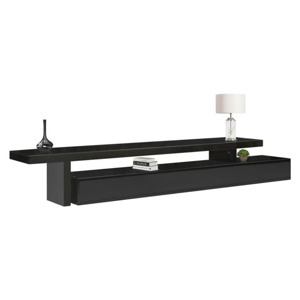 Tempered Glass Top TV Cabinet Entertainment Unit - Black Image 4