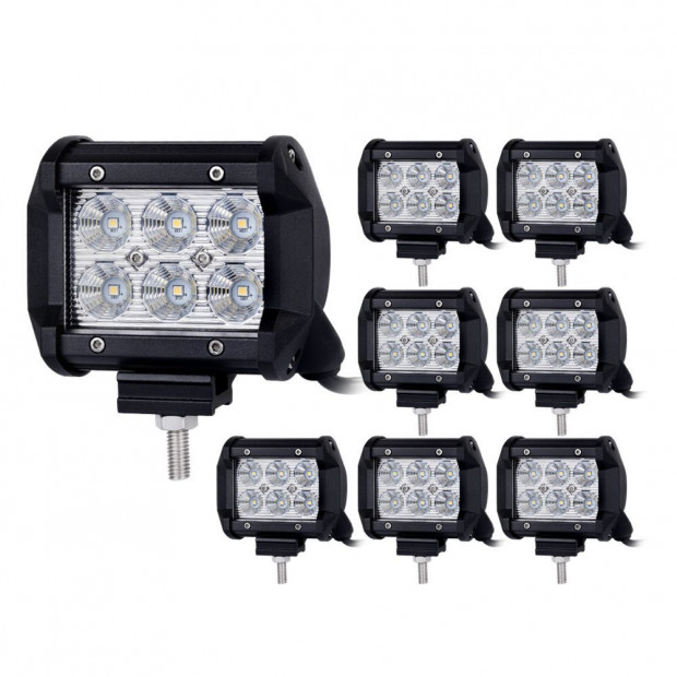 8pcs 4inch CREE LED Work Light Bar Flood Beam Save On 35W/45W Reverse