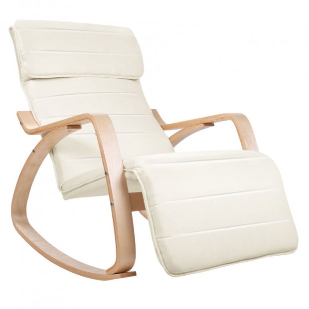 Birch Plywood Adjustable Rocking Lounge Arm Chair- Beige