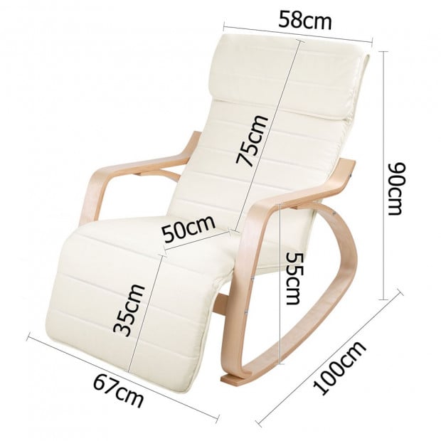 Birch Plywood Adjustable Rocking Lounge Arm Chair- Beige Image 2
