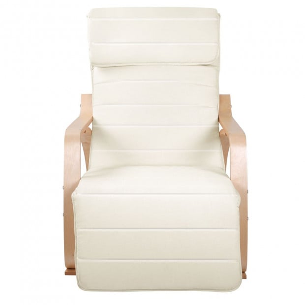 Birch Plywood Adjustable Rocking Lounge Arm Chair- Beige Image 3