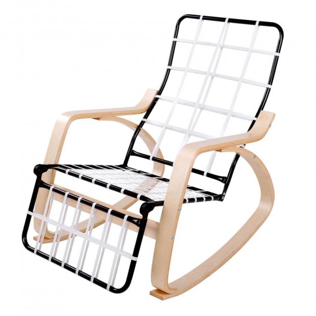 Birch Plywood Adjustable Rocking Lounge Arm Chair- Beige Image 4