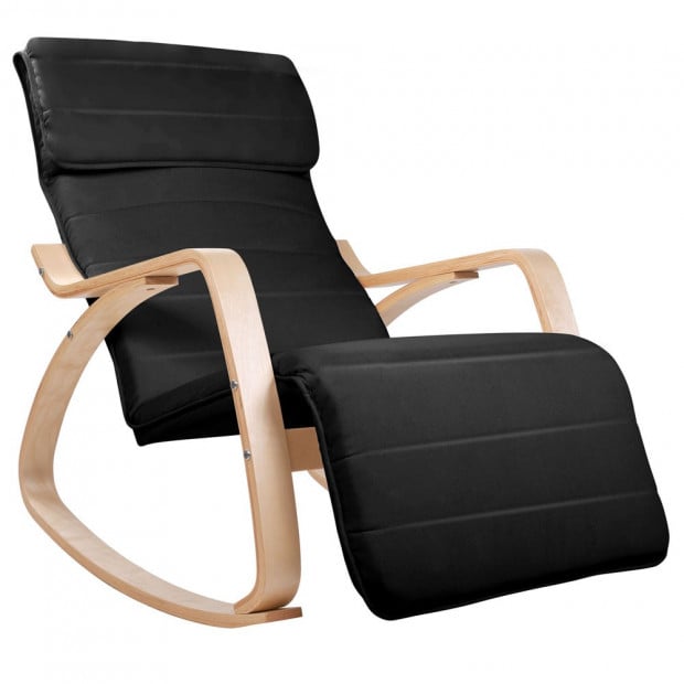 Birch Plywood Adjustable Rocking Lounge Arm Chair -  Black