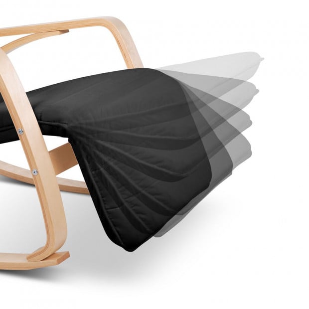 Birch Plywood Adjustable Rocking Lounge Arm Chair -  Black Image 5