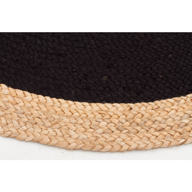 Round Jute Natural Round Floor Rug Black Image 2