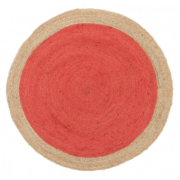 Round Jute Natural Round Floor Rug Cherry