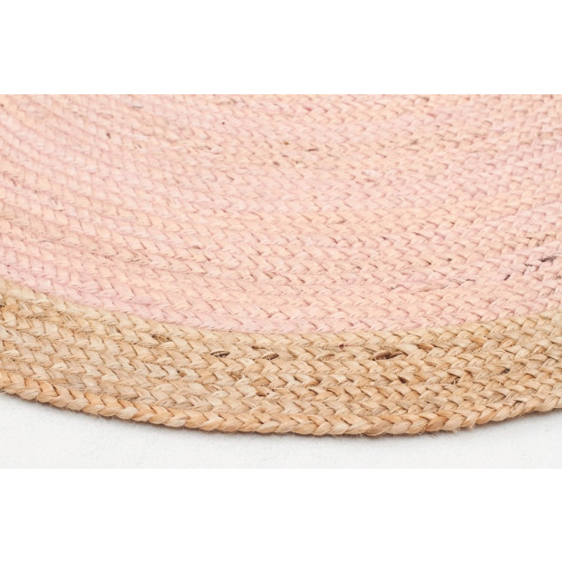Round Jute Natural Round Floor Rug Pink Image 2