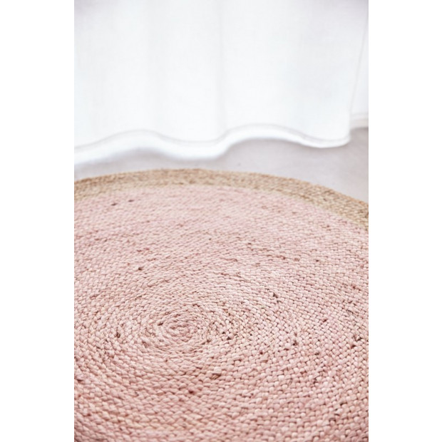 Round Jute Natural Round Floor Rug Pink Image 3