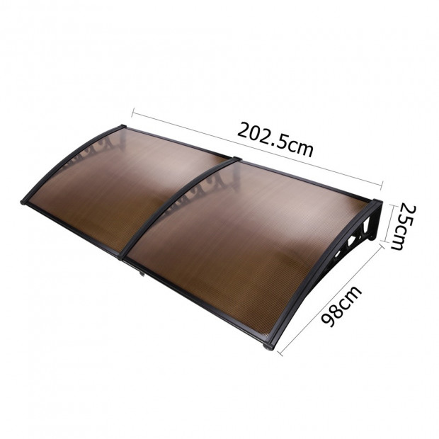 DIY Window Door Awning Cover Brown 100 x 200cm Image 2