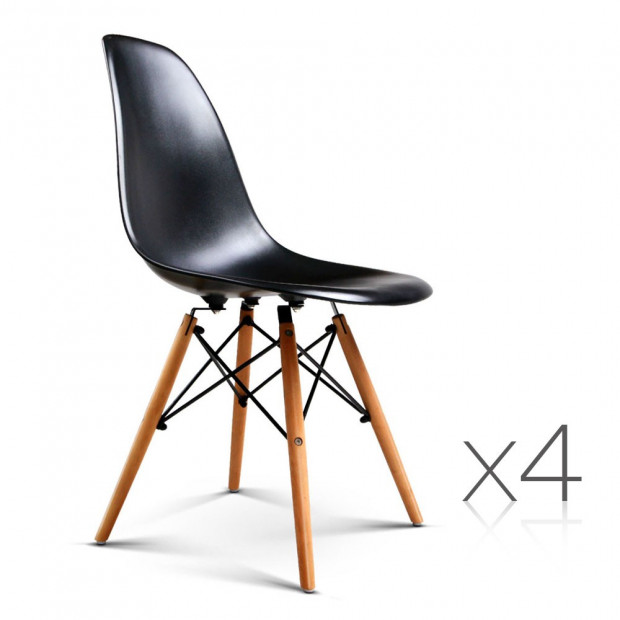 Set of 4 Replica Eames Eiffel Dining Chairs Black