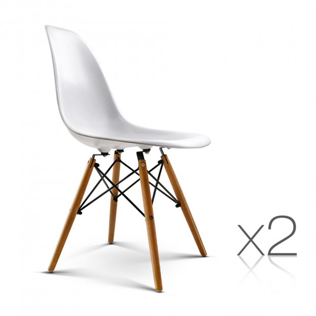Set of 2 Replica Eames Eiffel Dining Chairs White