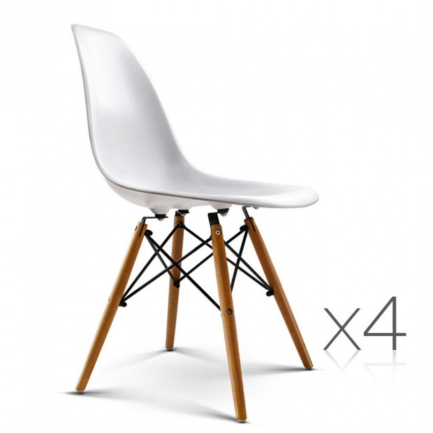 Set of 4 Replica Eames Eiffel Dining Chairs - White