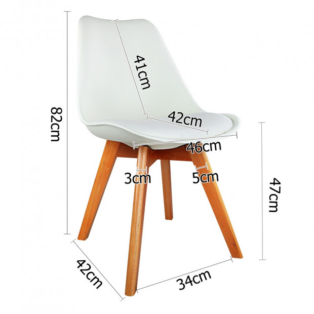 Set of 2 Dining Chair PU Leather Seat White Image 2
