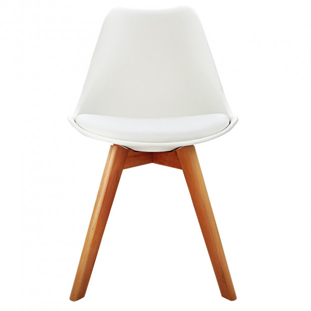 Set of 2 Dining Chair PU Leather Seat White Image 3