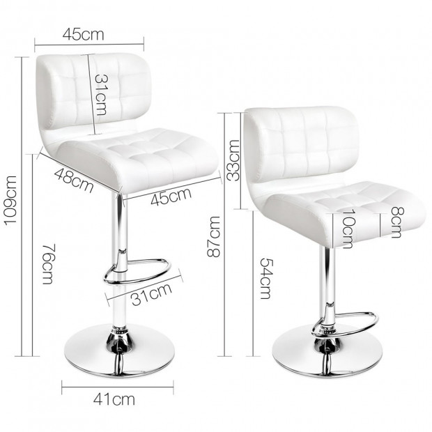 Set of 2 Leather Bar Stools - White Image 9