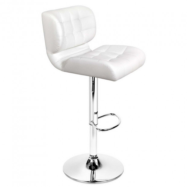 Set of 2 Leather Bar Stools - White Image 7