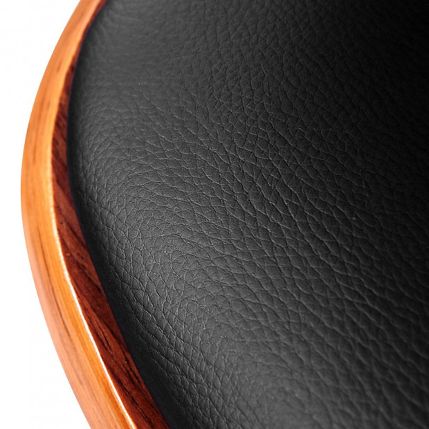 PU Leather Wooden Kitchen Bar Stool Black Image 5