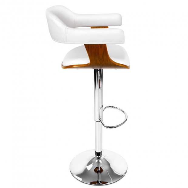 Wooden Bar Stool with White PU Leather Image 7