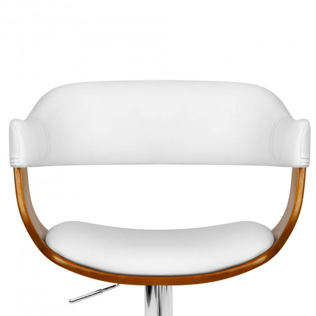 Wooden Bar Stool with White PU Leather Image 10