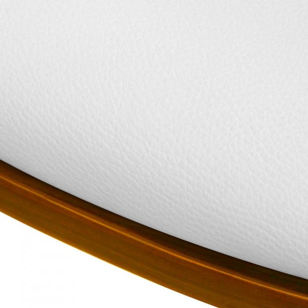 Wooden Bar Stool with White PU Leather Image 8