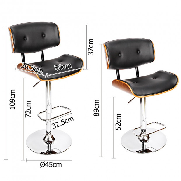 Sleek Wooden Barstool with Chrome Base Image 2