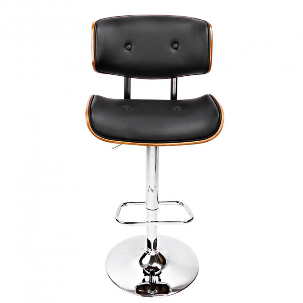 Sleek Wooden Barstool with Chrome Base Image 3
