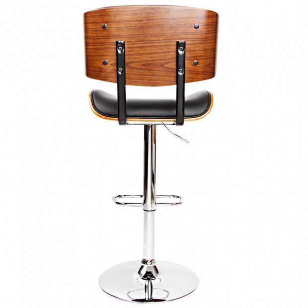Sleek Wooden Barstool with Chrome Base Image 4