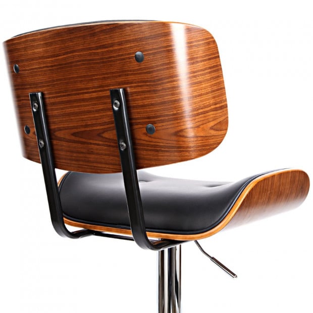 Sleek Wooden Barstool with Chrome Base Image 5
