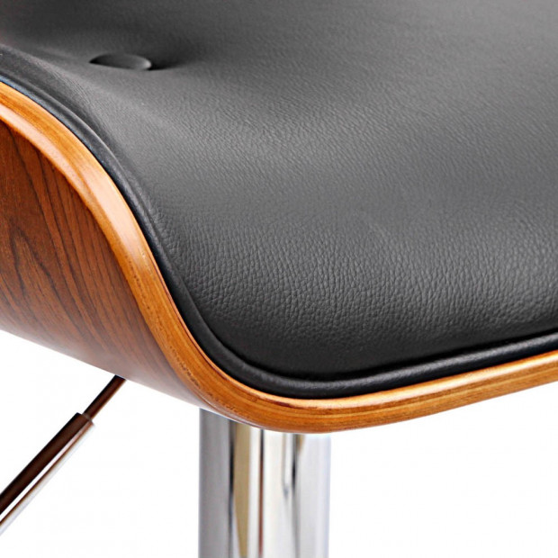 Sleek Wooden Barstool with Chrome Base Image 6