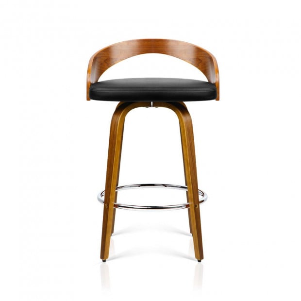 Walnut Wooden Barstool with Chrome Footrest Image 9
