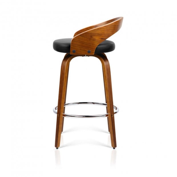 Walnut Wooden Barstool with Chrome Footrest Image 8