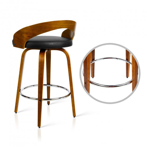 Walnut Wooden Barstool with Chrome Footrest Image 7