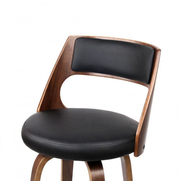 Set of 2 PU Leather Bar Stool with Chrome Footrest Black Image 6